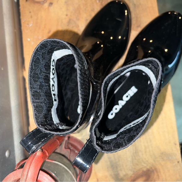 Coach, size 7 women, black Rivington Rain Booties - Picture 3 of 6